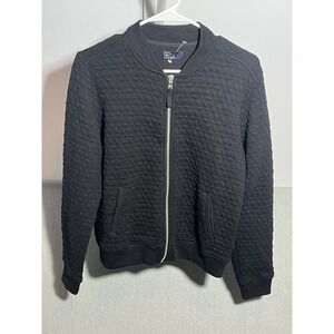 GAP Men's Black Quilted Textured Full Zip Bomber Jacket Size M Medium